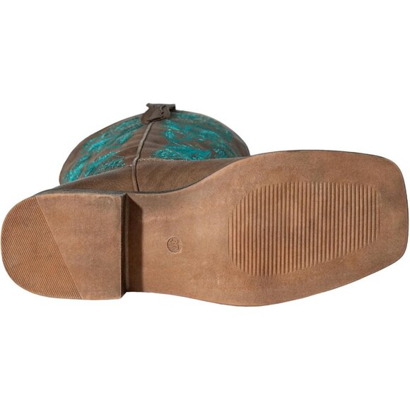 Women Dark-Brown Square Toe Calf High Fashion Western Embroidered Cowgirl Boots - Picture 9 of 9